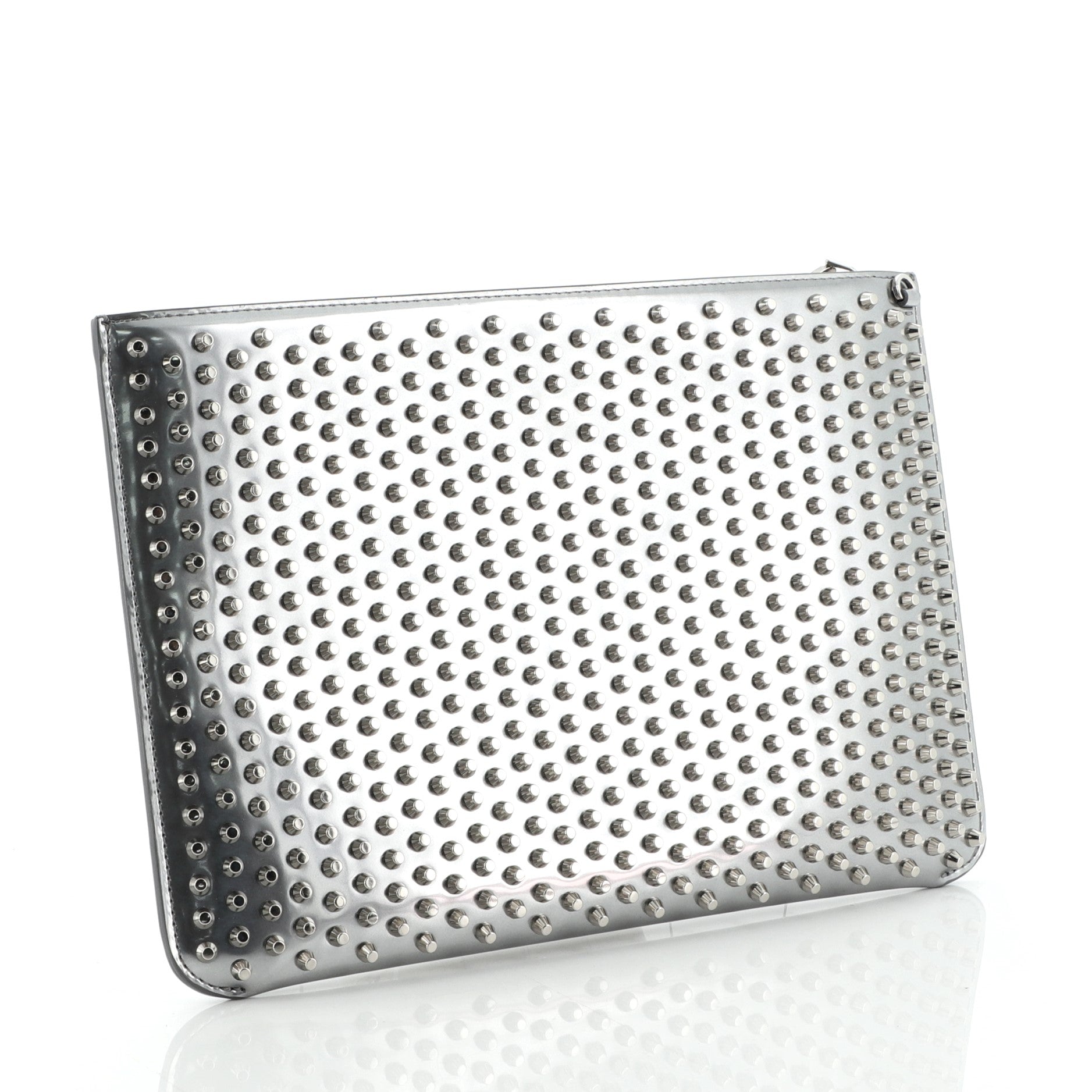 Loubiposh Clutch Holographic Spiked Leather