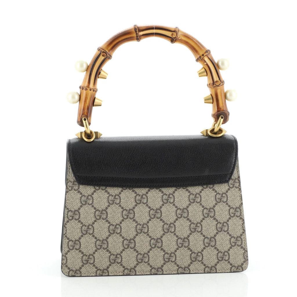 Broche Bamboo Top Handle Bag GG Coated Canvas and Leather Mini