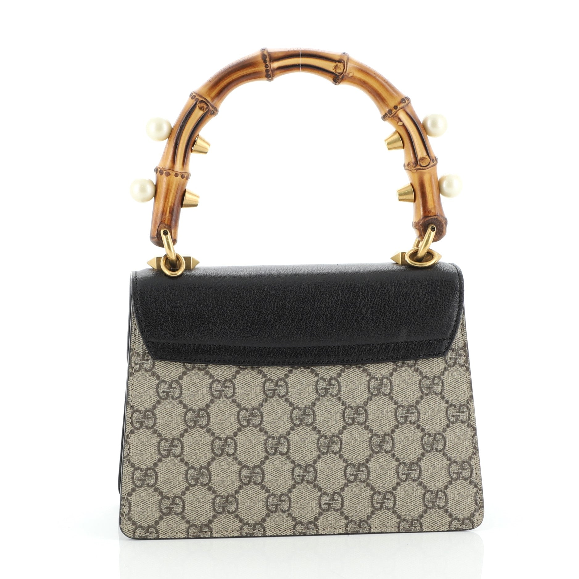 Broche Bamboo Top Handle Bag GG Coated Canvas and Leather Mini