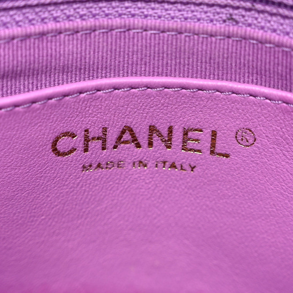 Lambskin Quilted Small CC Funky Town Flap Purple