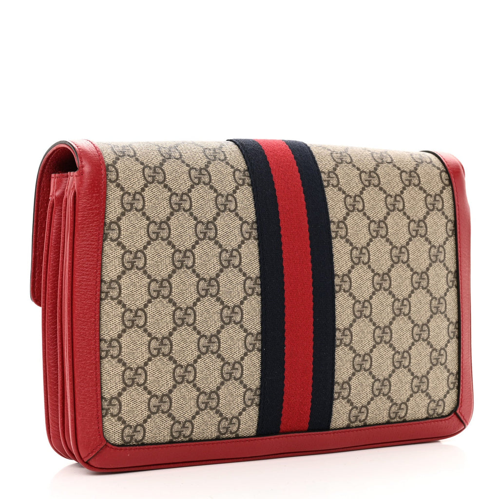 GG Supreme Monogram Medium Queen Margaret Shoulder Bag Red