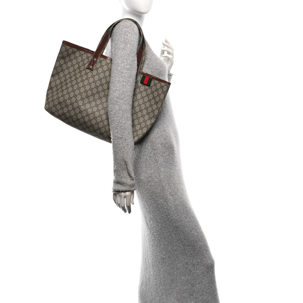 GG Plus Monogram Medium Signature Web Loop Tote Light Brown
