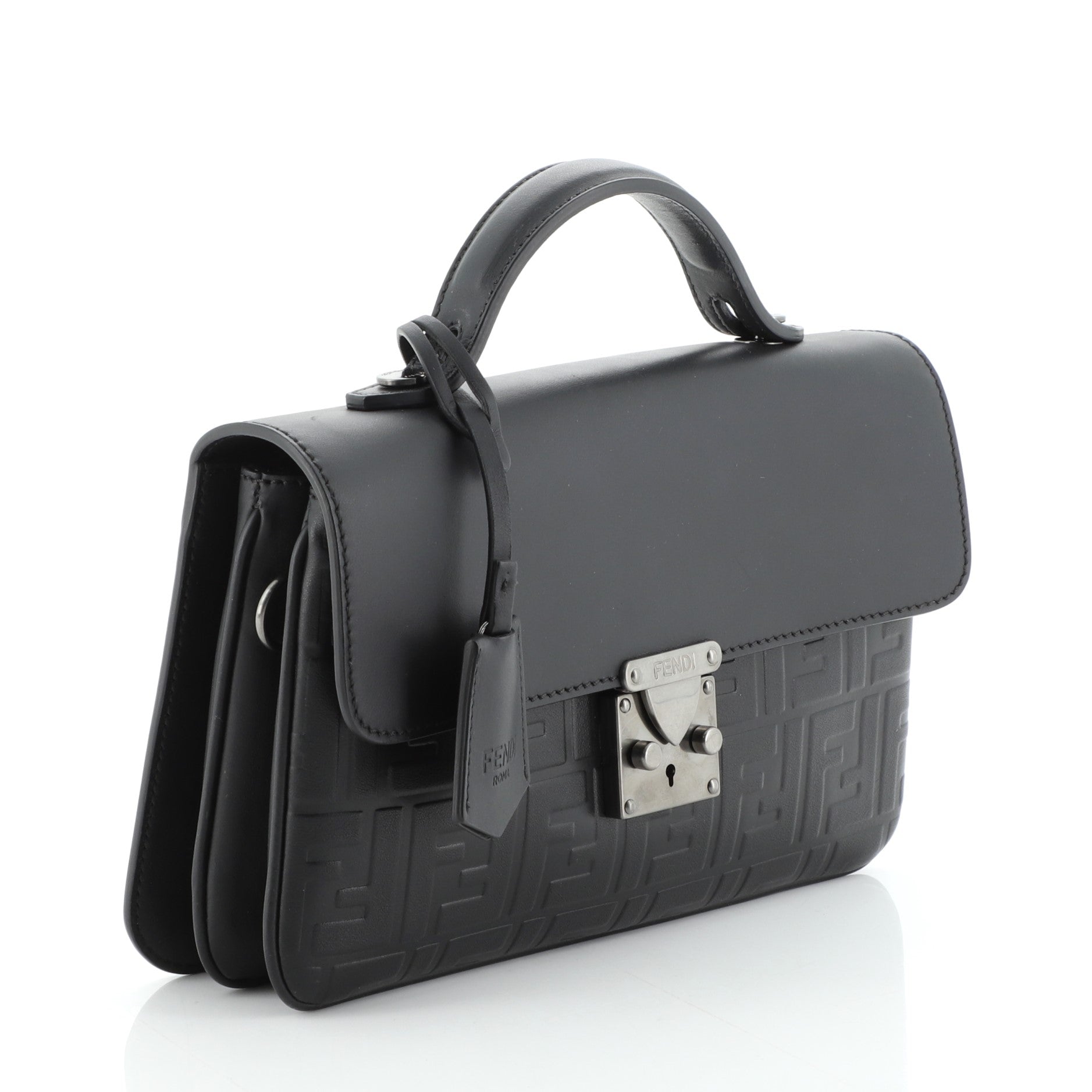 Logo Clutch Embossed Leather