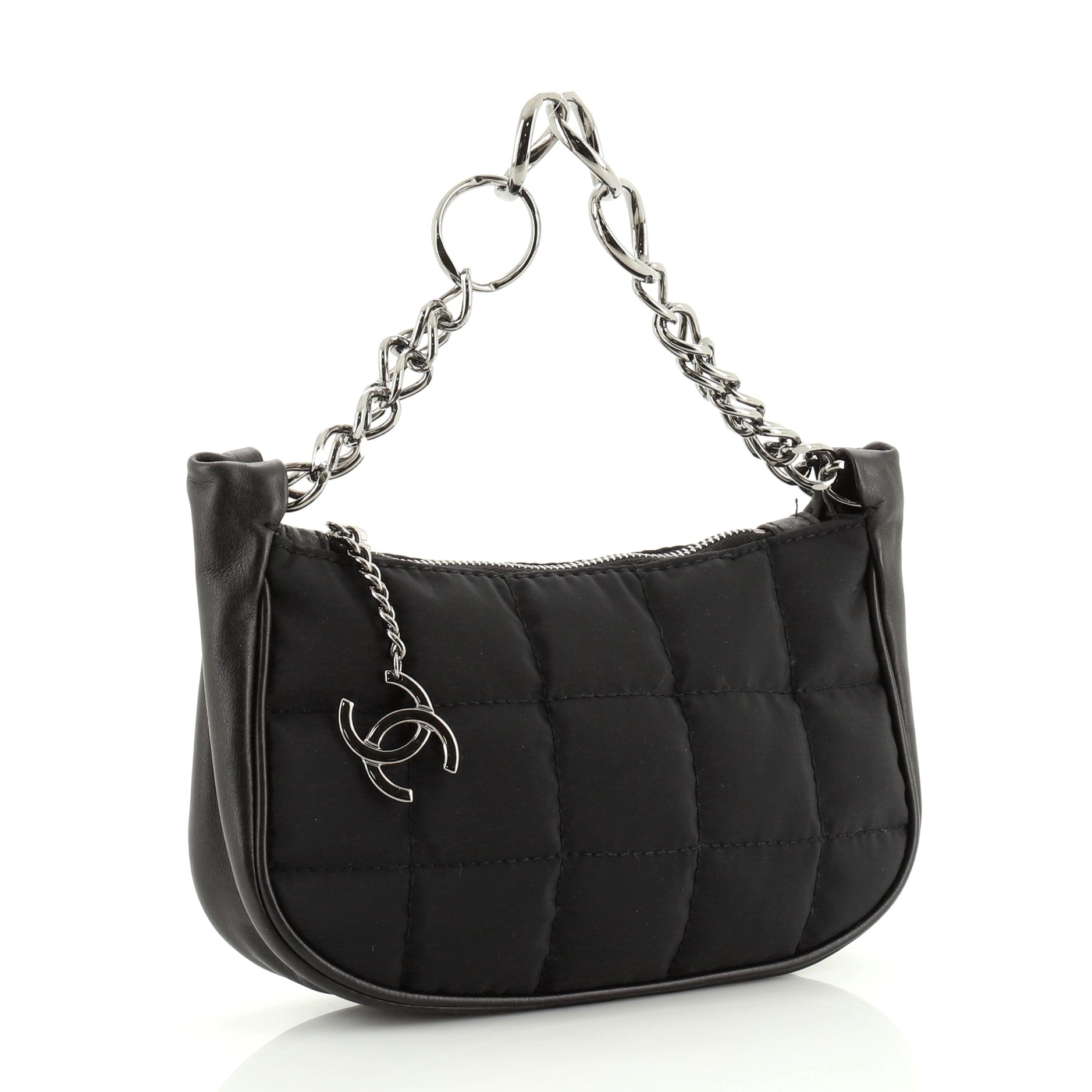 Square CC Charm Pochette Quilted Nylon Mini