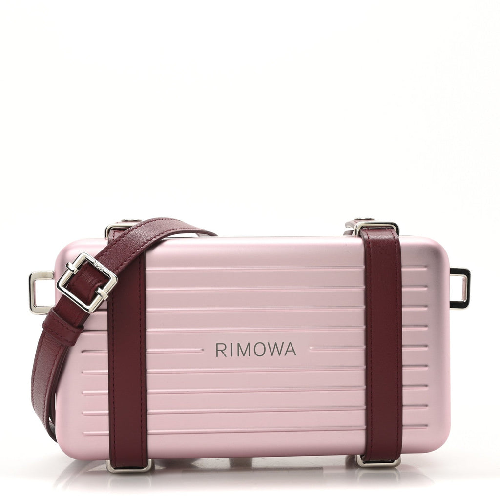 X RIMOWA Aluminum Personal Clutch On Strap Rose