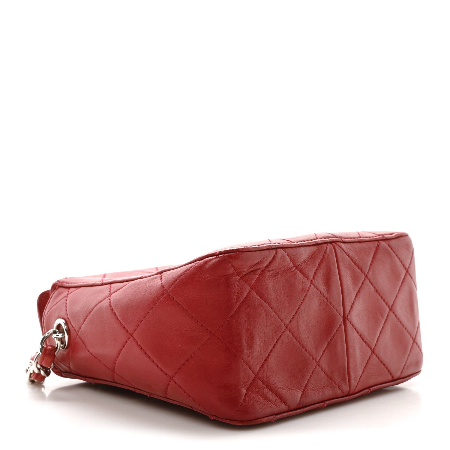 Lambskin Quilted Square Chain Bag Red