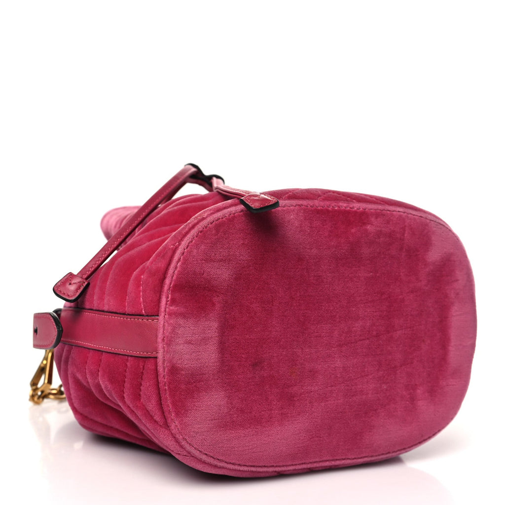 Velvet Matelasse GG Marmont Bucket Bag Light Raspberry Rose
