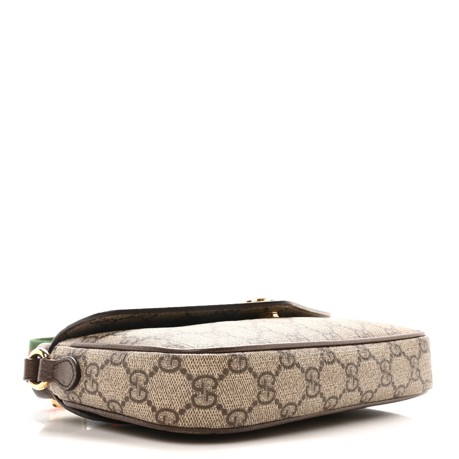GG Supreme Monogram Textured Dollar Calfskin Web Mini Ophidia Envelope Shoulder Bag Beige Ebony New Acero