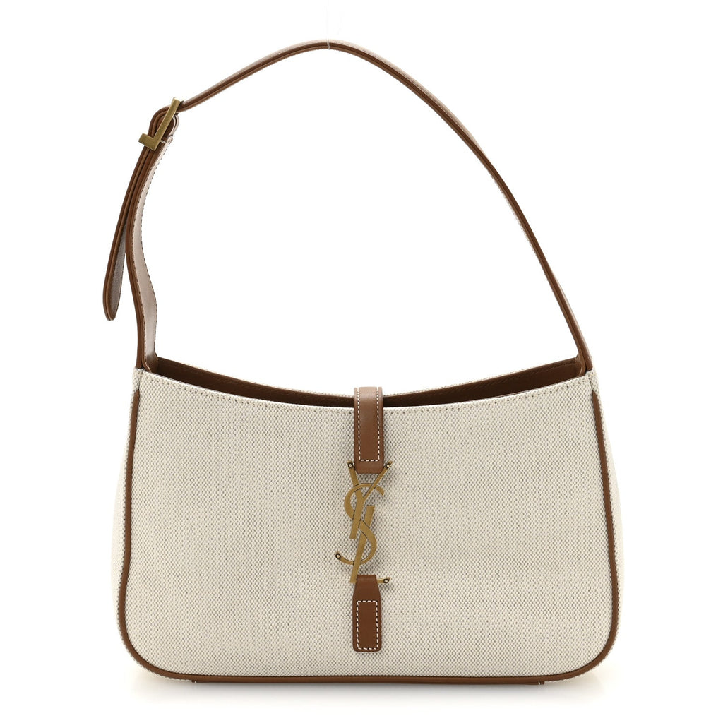 Smooth Calfskin Canvas Le 5 A 7 Hobo New Senna Masoil White