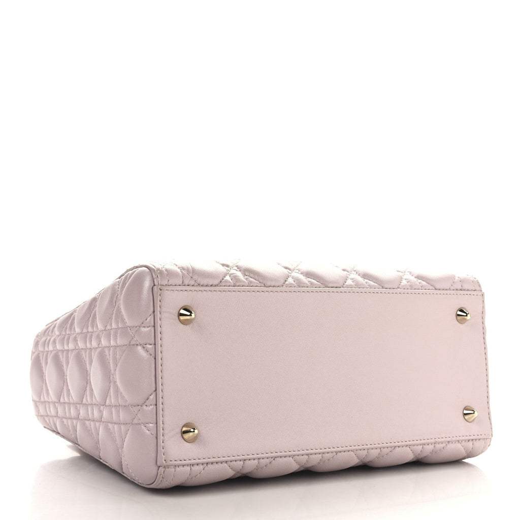 Pearly Lambskin Cannage Medium Lady Dior Lotus