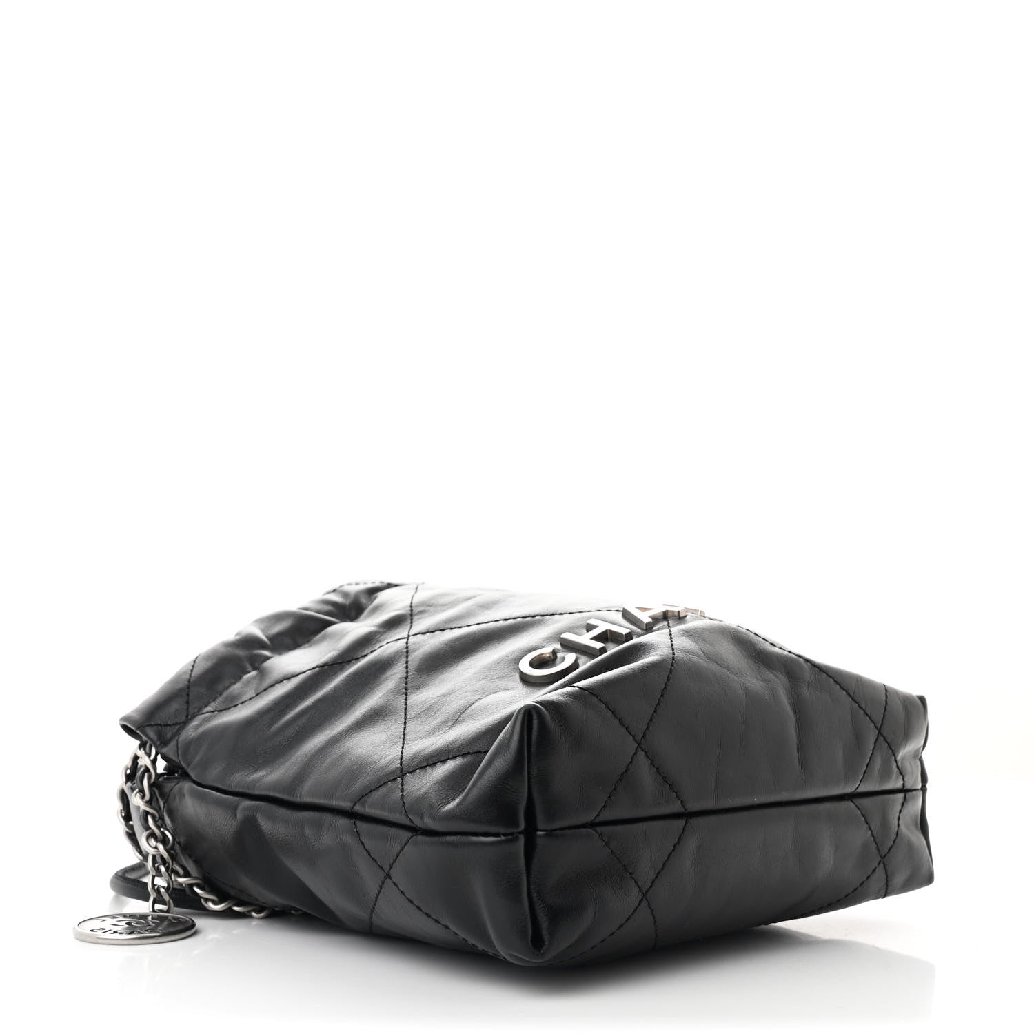 Shiny Calfskin Quilted Mini Chanel 22 Black