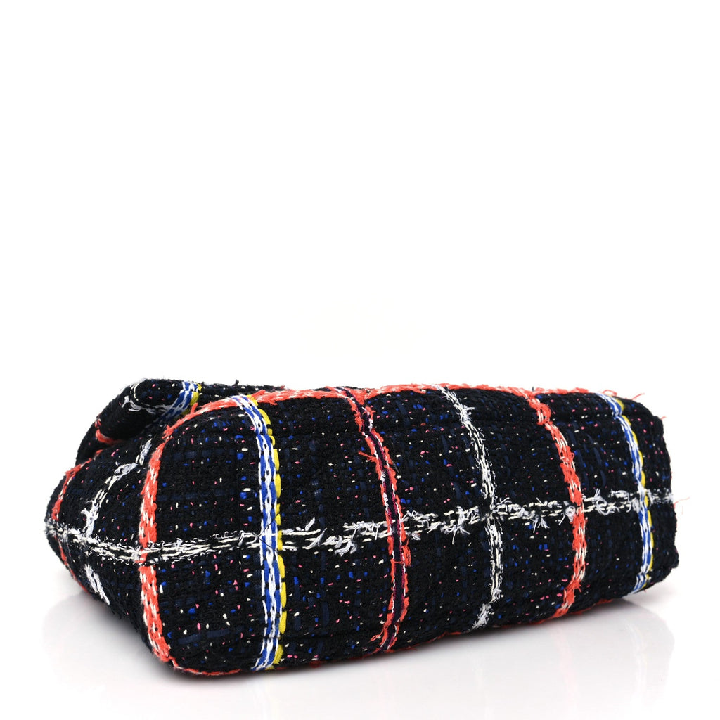 Tweed Quilted Large Chanel 19 Flap Black Orange Blue
