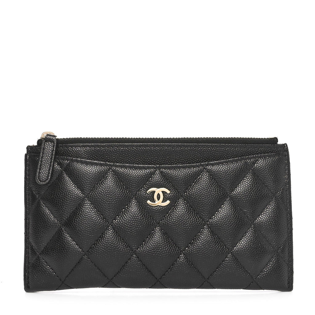 Caviar Quilted Classic Zip Pouch Black