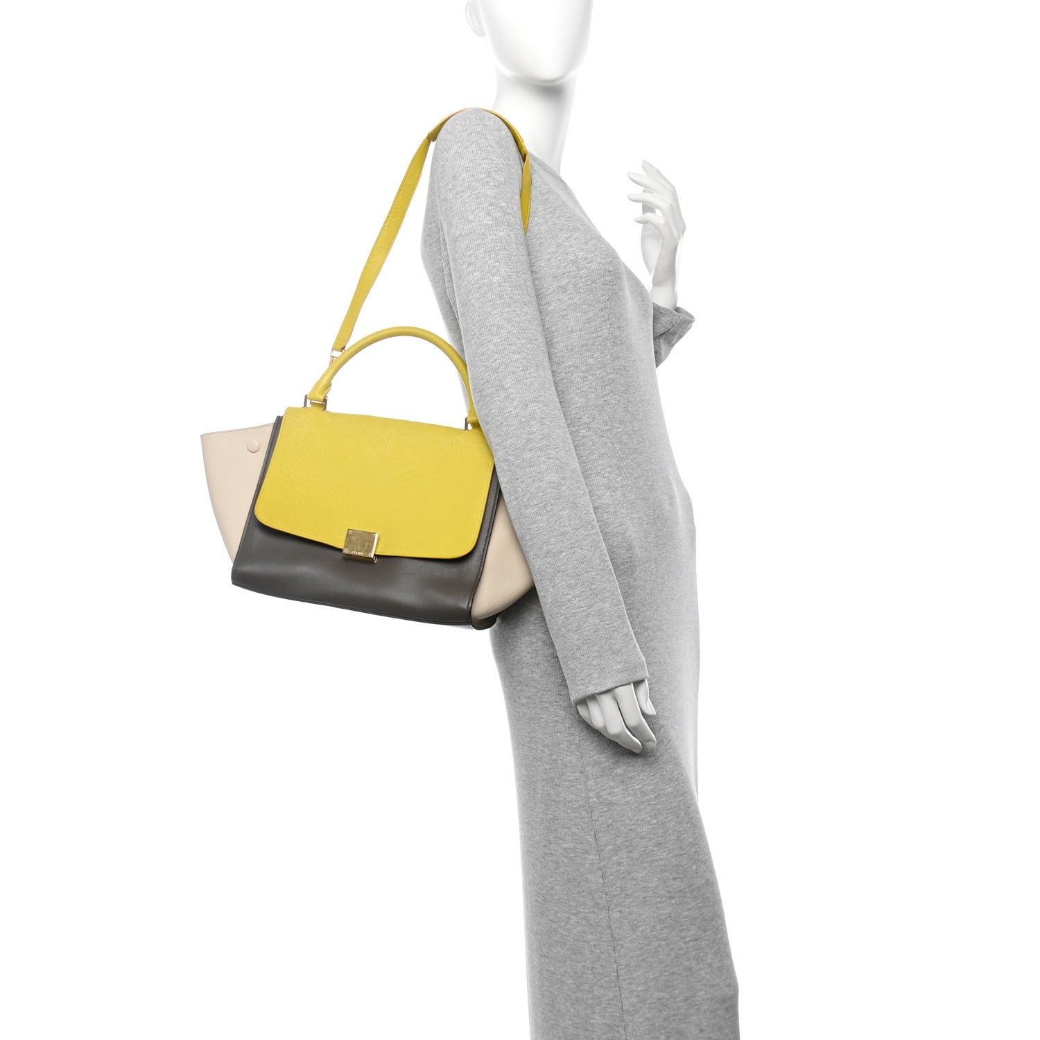 Elephant Calfskin Small Tri-Color Trapeze Yellow