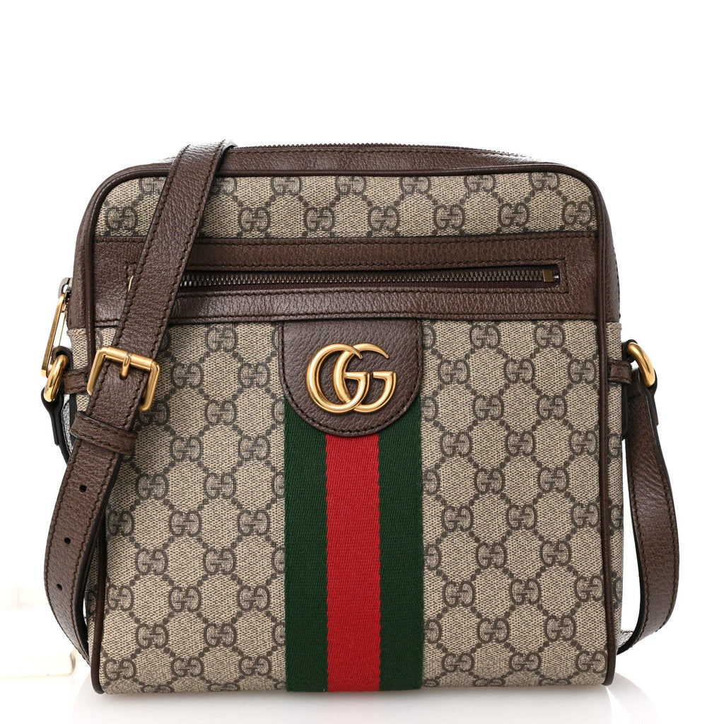 GG Supreme Monogram Web Small Ophidia Messenger Bag Brown