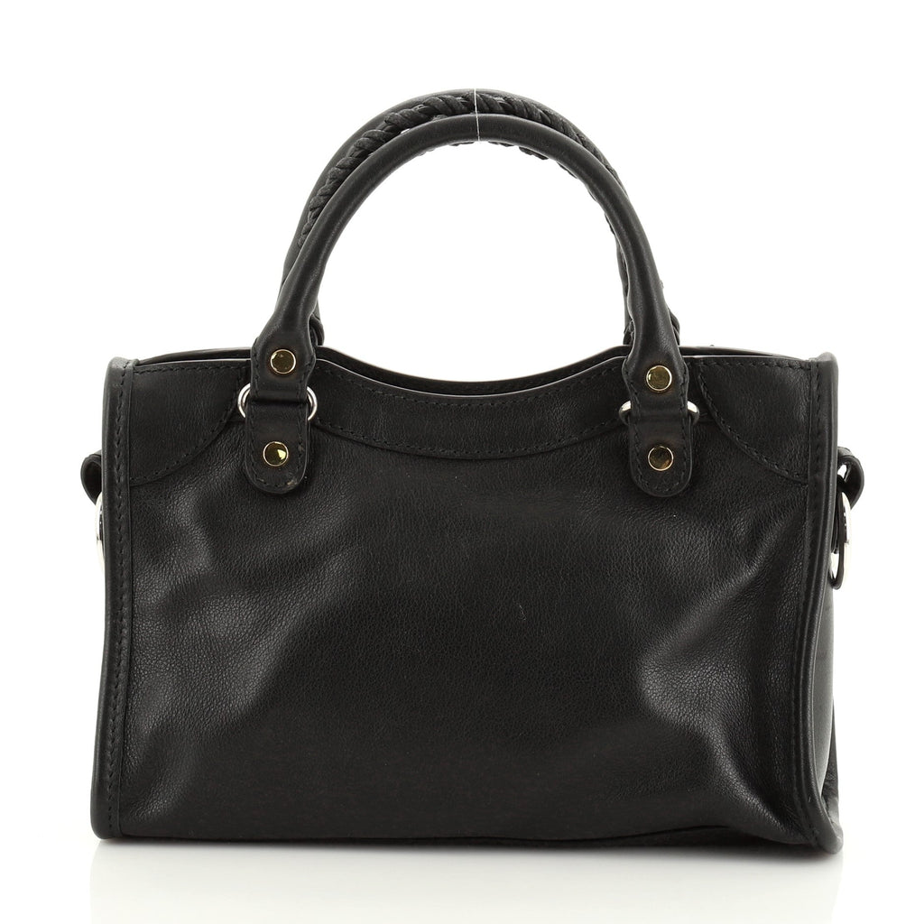 City Metal Plate Flat Studs Bag Leather Mini