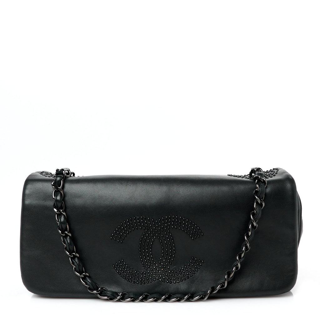 Lambskin Studded CC East West Flap Black