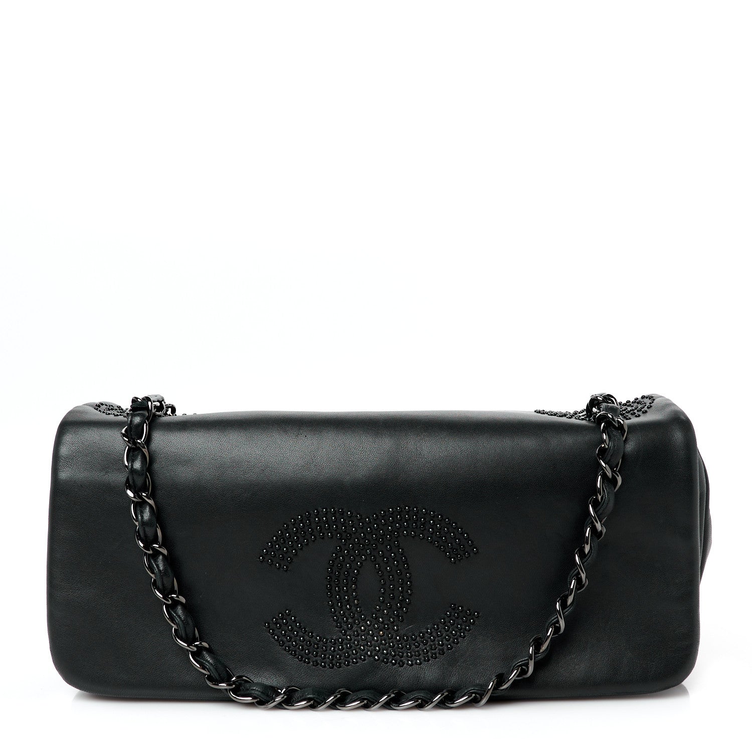 Lambskin Studded CC East West Flap Black
