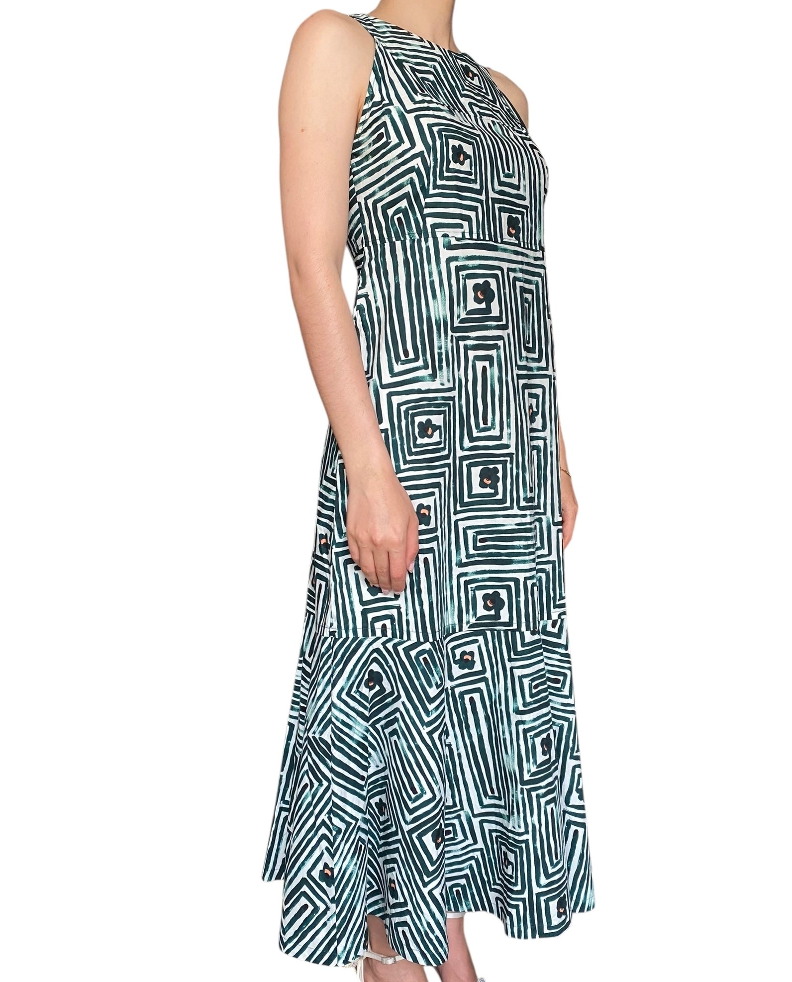 Odeeh Green Geo Printed Maxi Dress - 36 / US 4