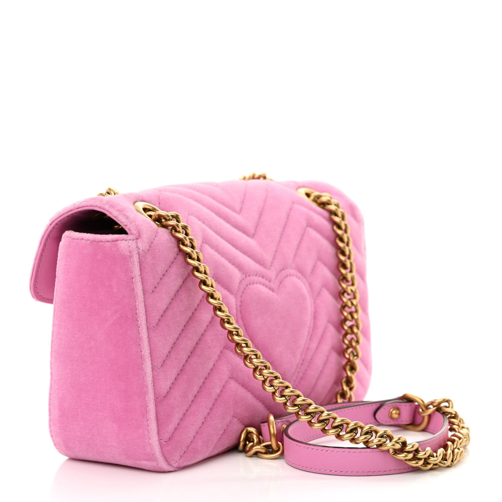 Velvet Matelasse Marquise Crystals Embroidered Small GG Marmont Shoulder Bag Malva