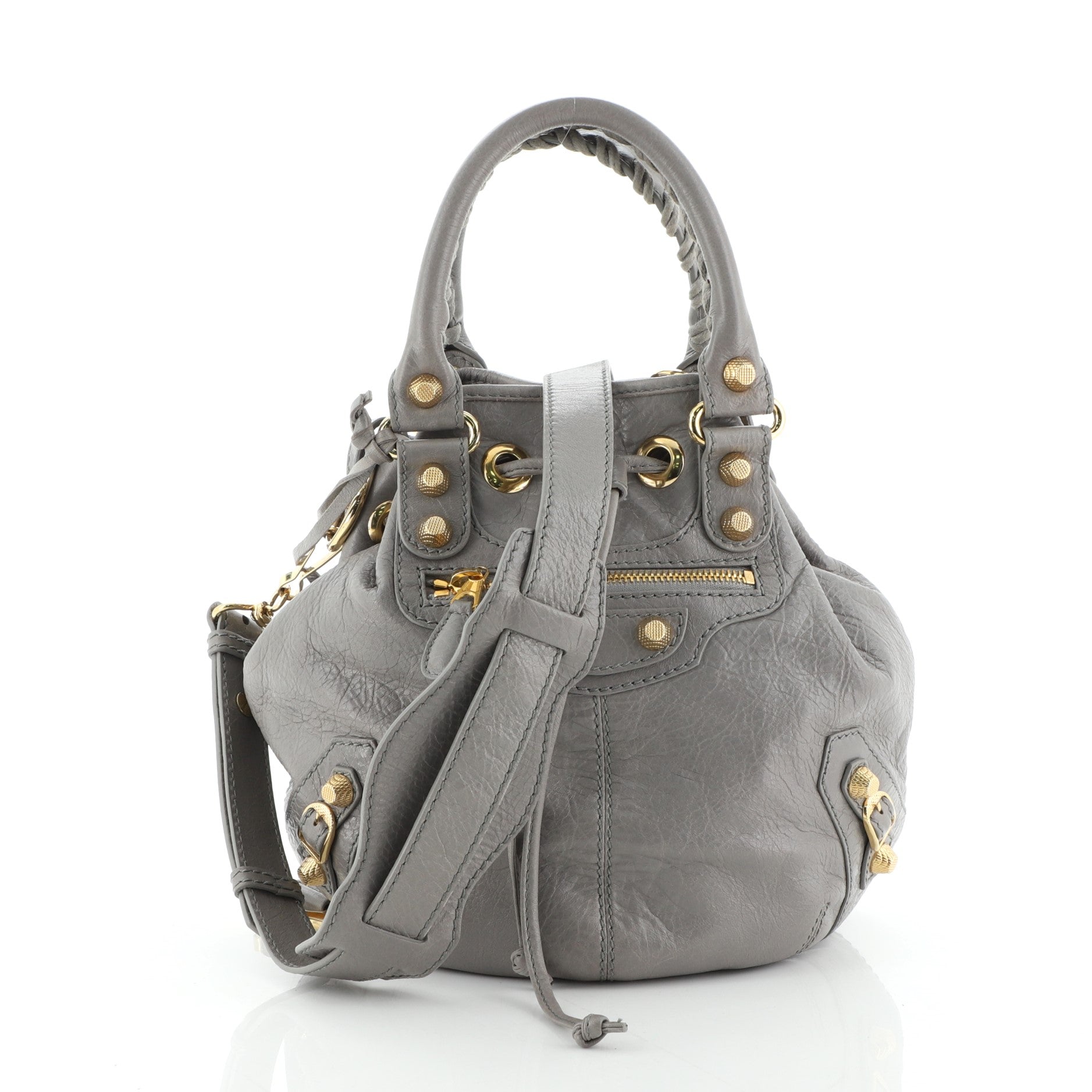 Pom Pon Giant Studs Bag Leather Mini