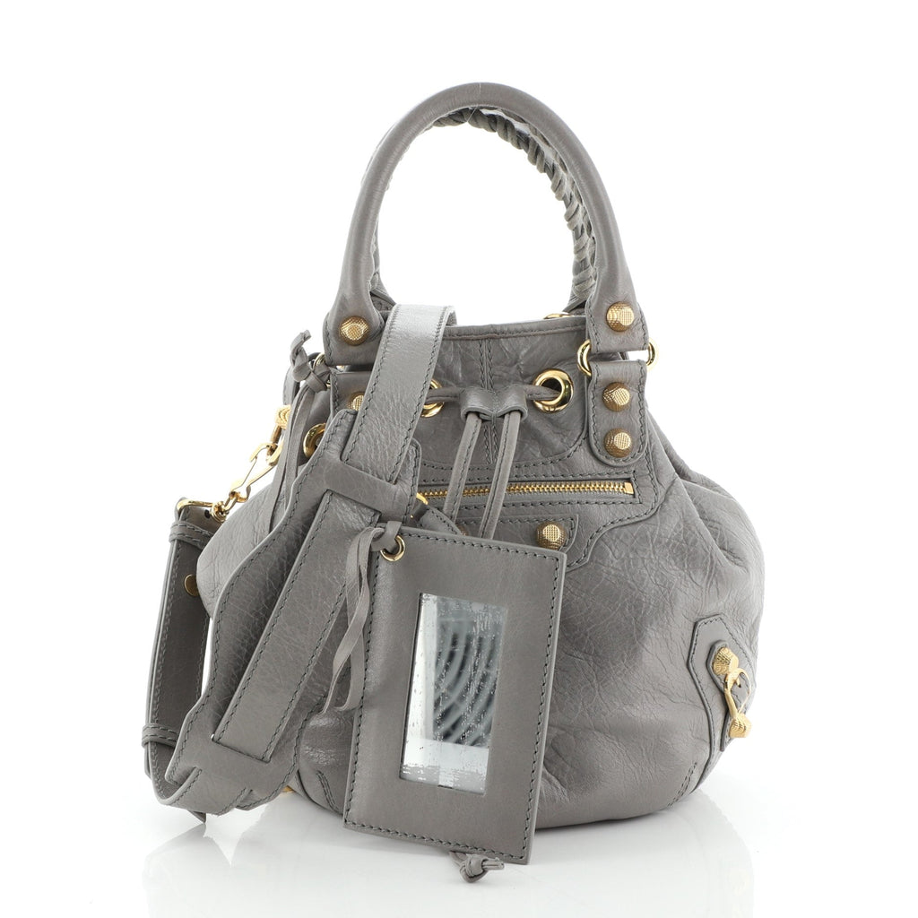 Pom Pon Giant Studs Bag Leather Mini