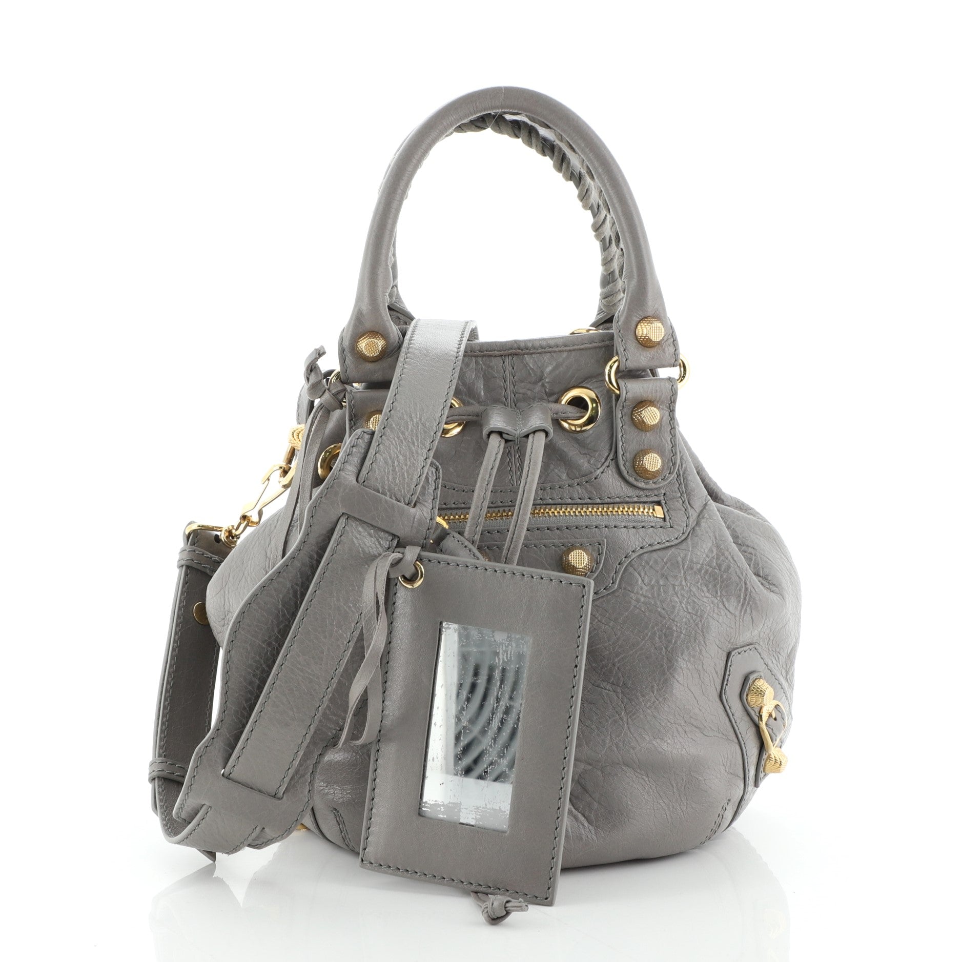 Pom Pon Giant Studs Bag Leather Mini