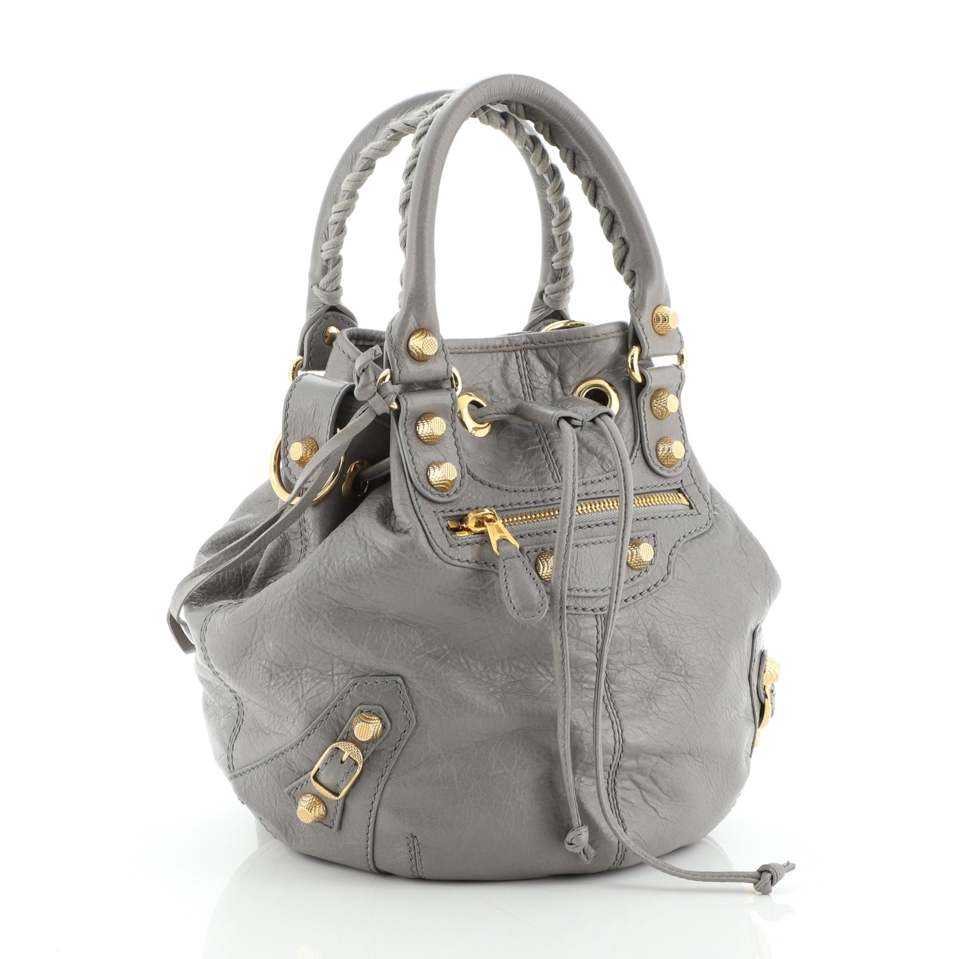 Pom Pon Giant Studs Bag Leather Mini