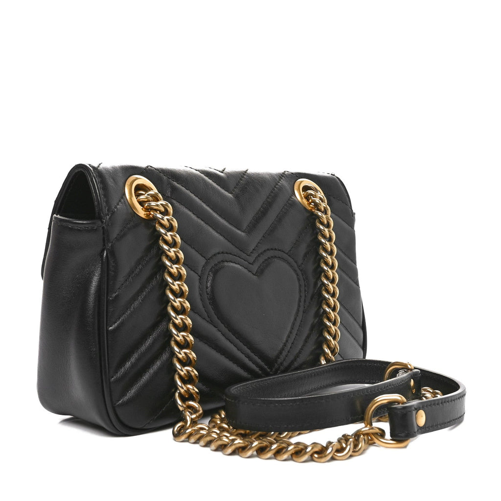 Calfskin Matelasse Mini GG Marmont Shoulder Bag Black