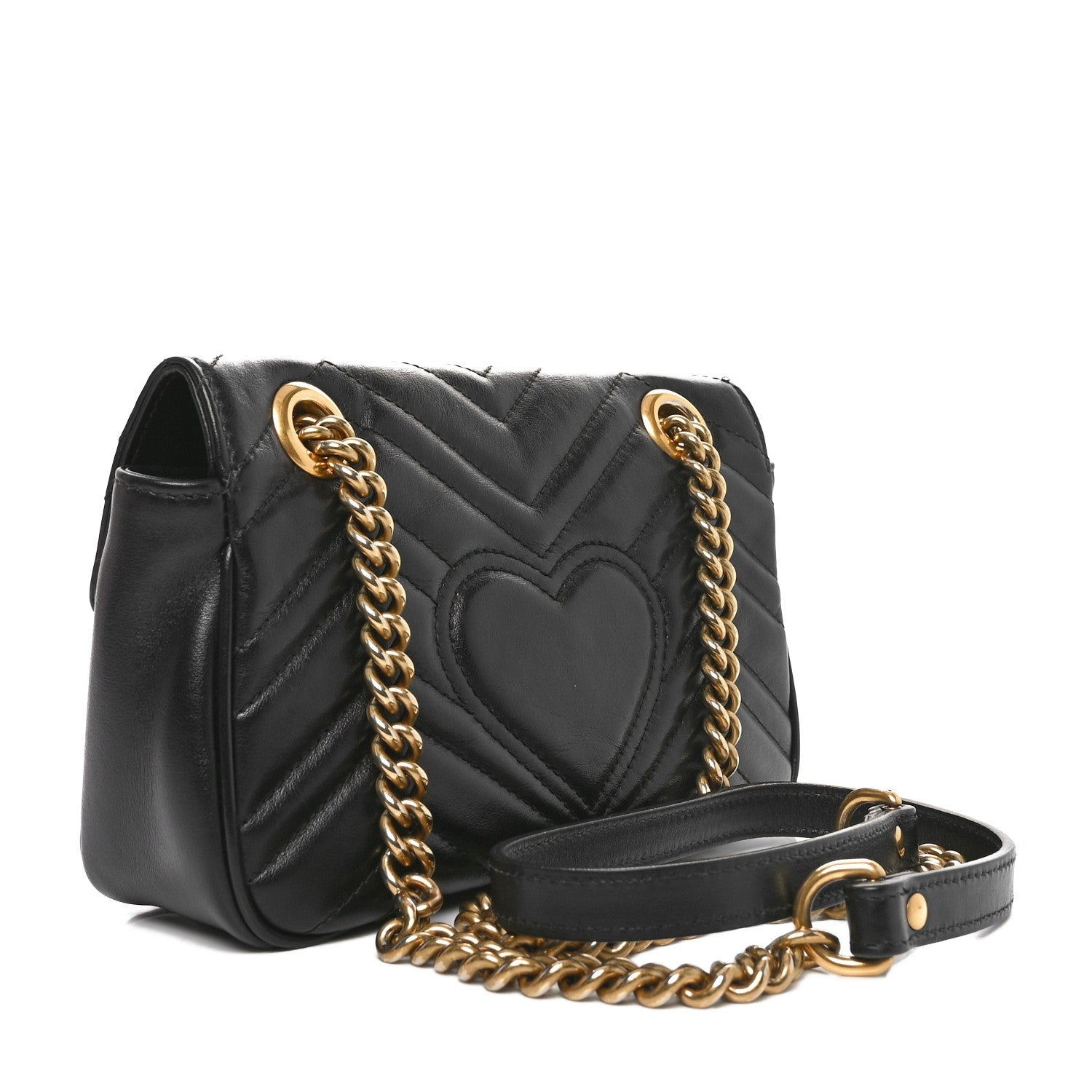 Calfskin Matelasse Mini GG Marmont Shoulder Bag Black