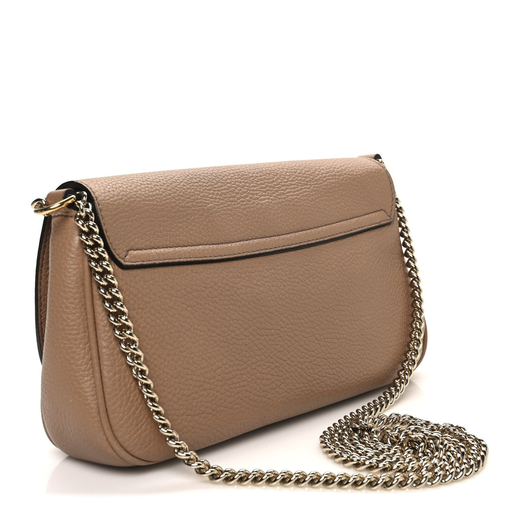 Pebbled Calfskin Medium Soho Flap Crossbody Camelia