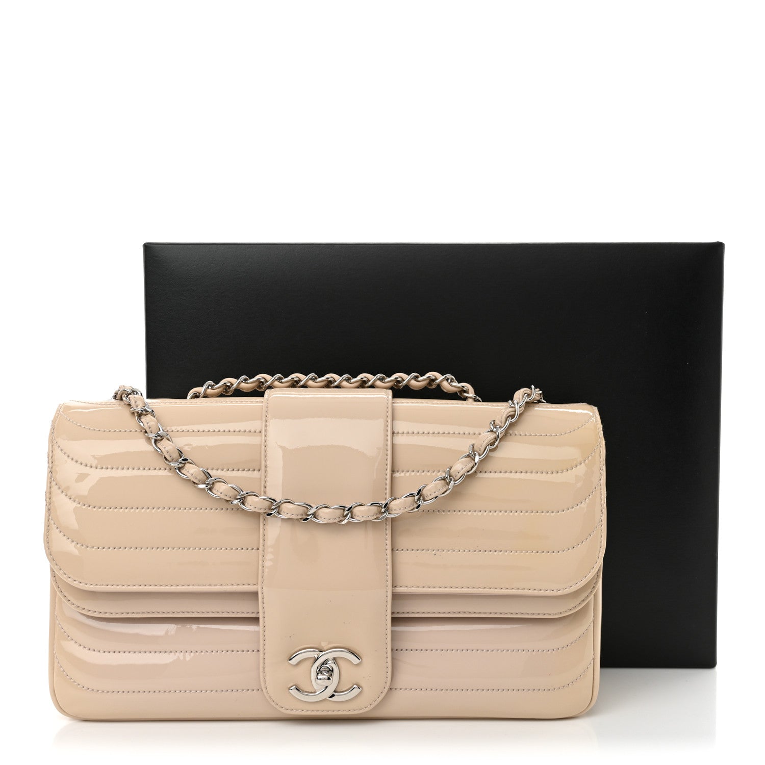 Patent Horizontal Quilted Jumbo Single Flap Pink
