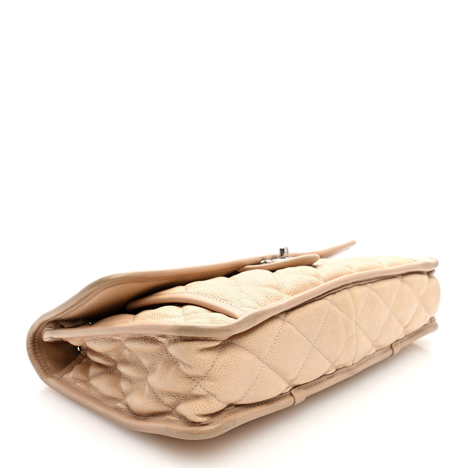 Caviar Quilted Large French Riviera Flap Beige