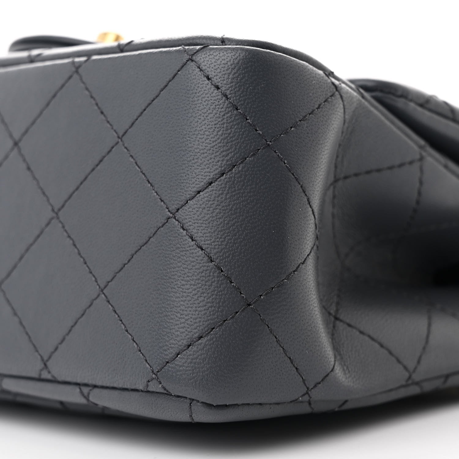 Lambskin Quilted Mini Pearl Crush Flap Dark Grey