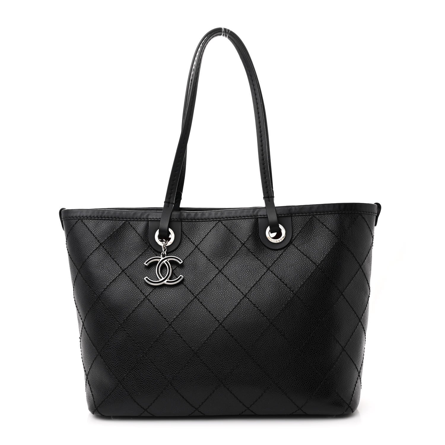 Grained Calfskin Shopping Fever Tote Black