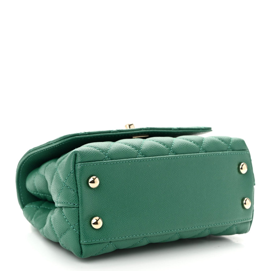Caviar Quilted Extra Mini Coco Handle Flap Green