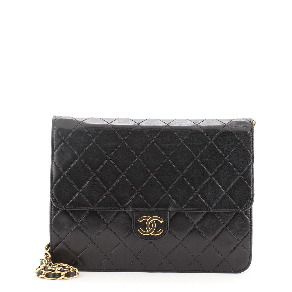 Vintage Clutch with Chain Quilted Leather Small