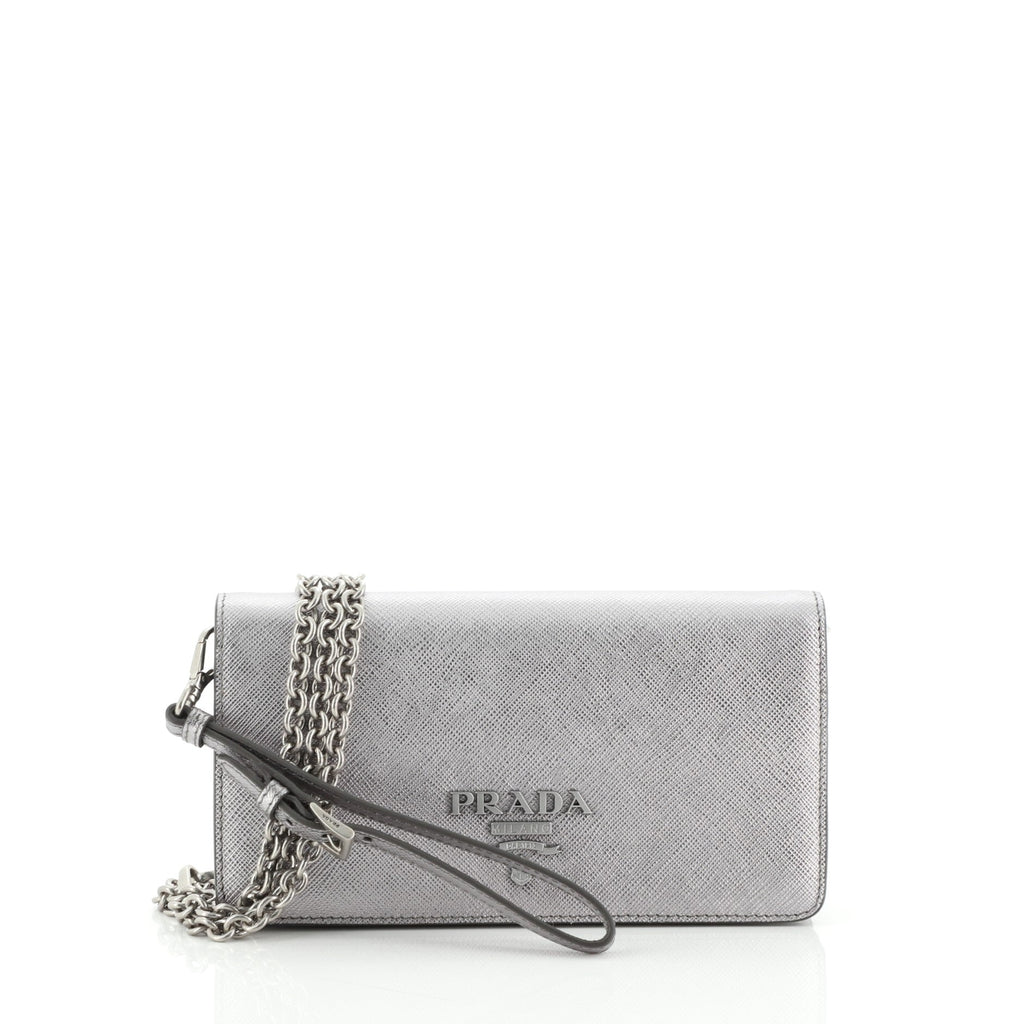 Wristlet Wallet on Chain Saffiano Leather Mini