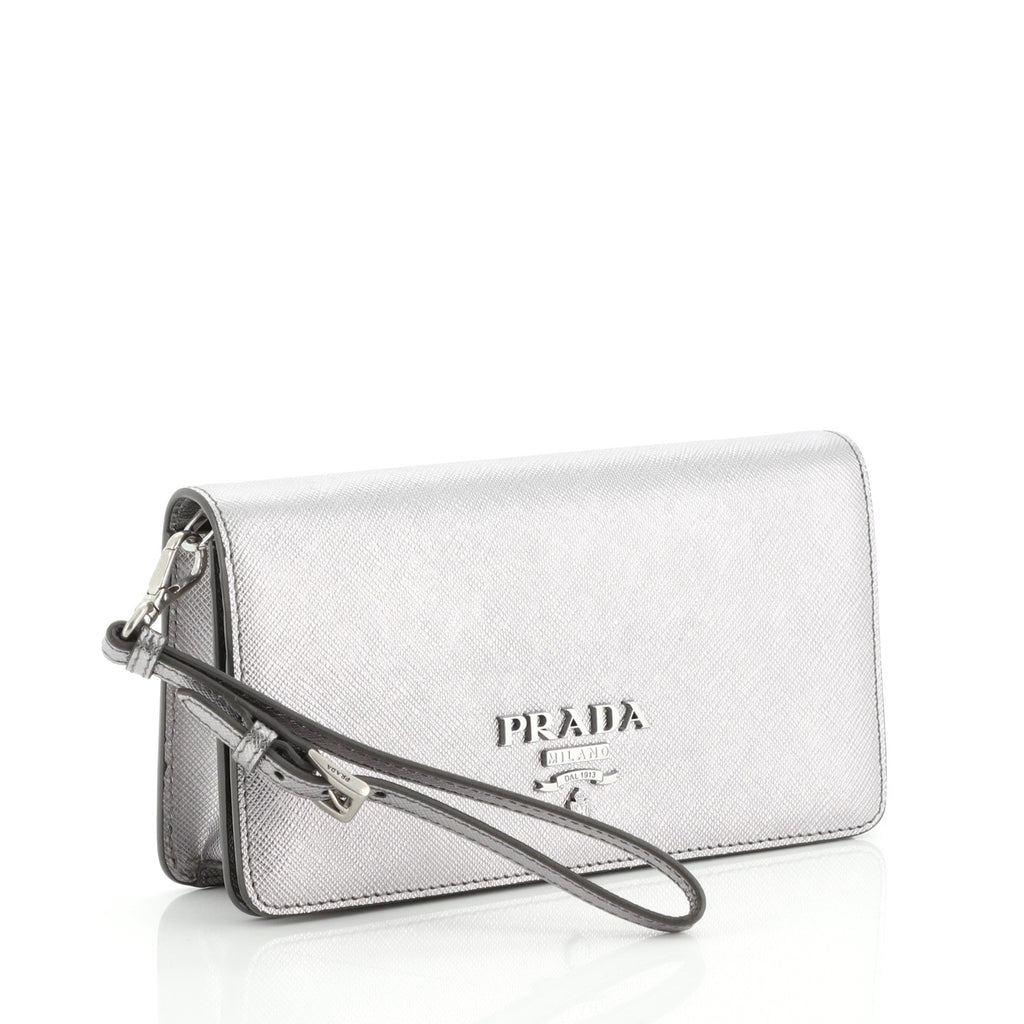 Wristlet Wallet on Chain Saffiano Leather Mini