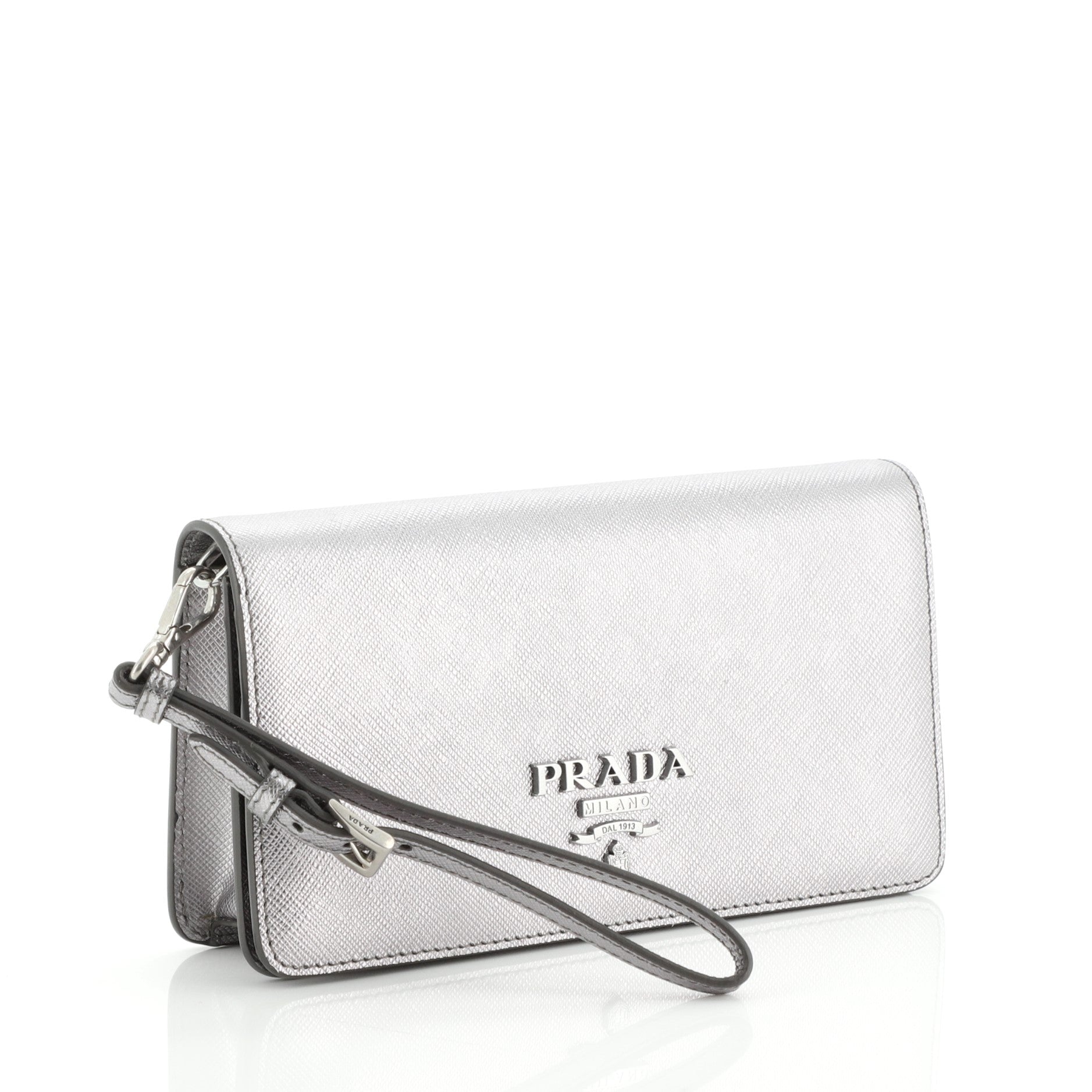 Wristlet Wallet on Chain Saffiano Leather Mini