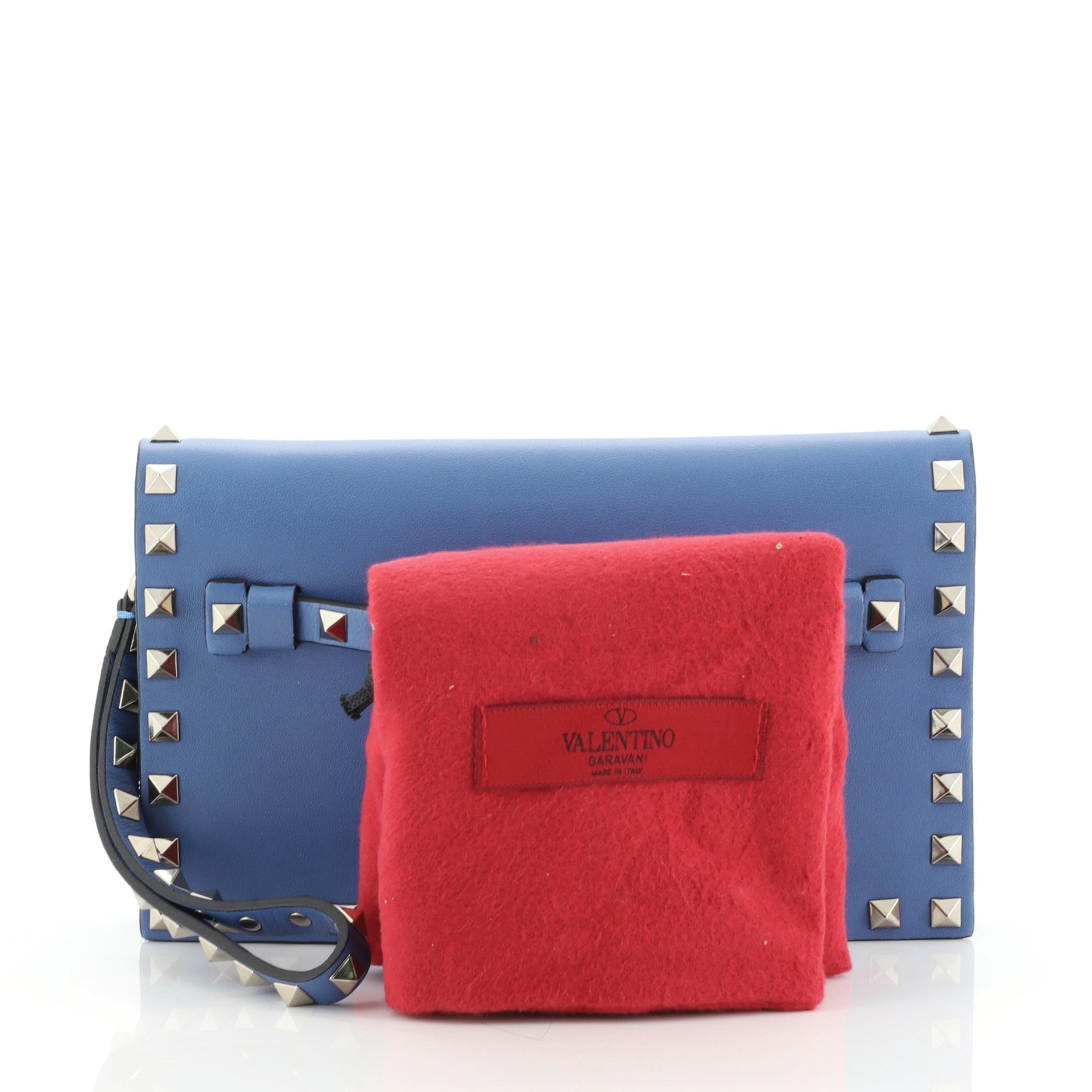 Rockstud Flap Clutch Leather Small
