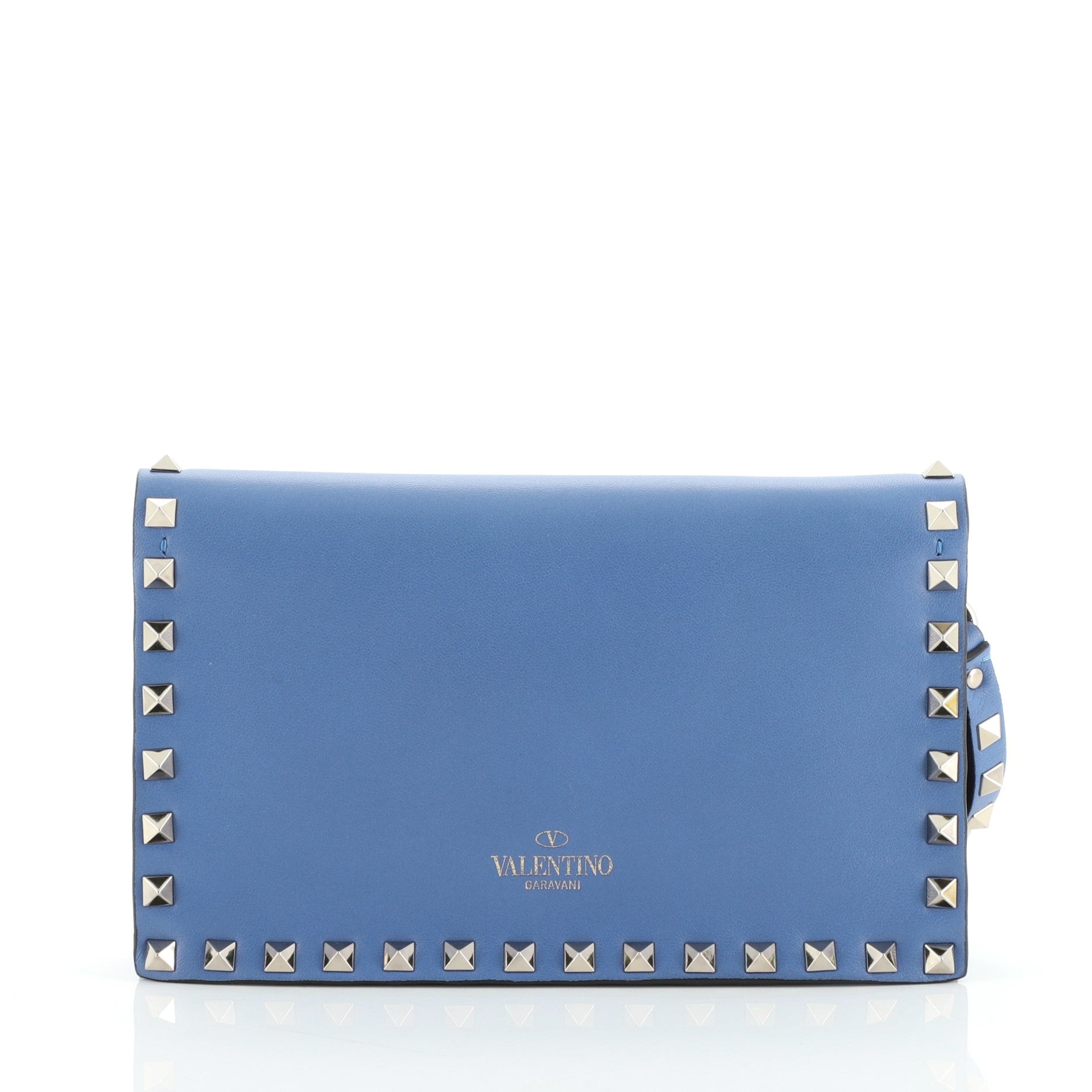 Rockstud Flap Clutch Leather Small