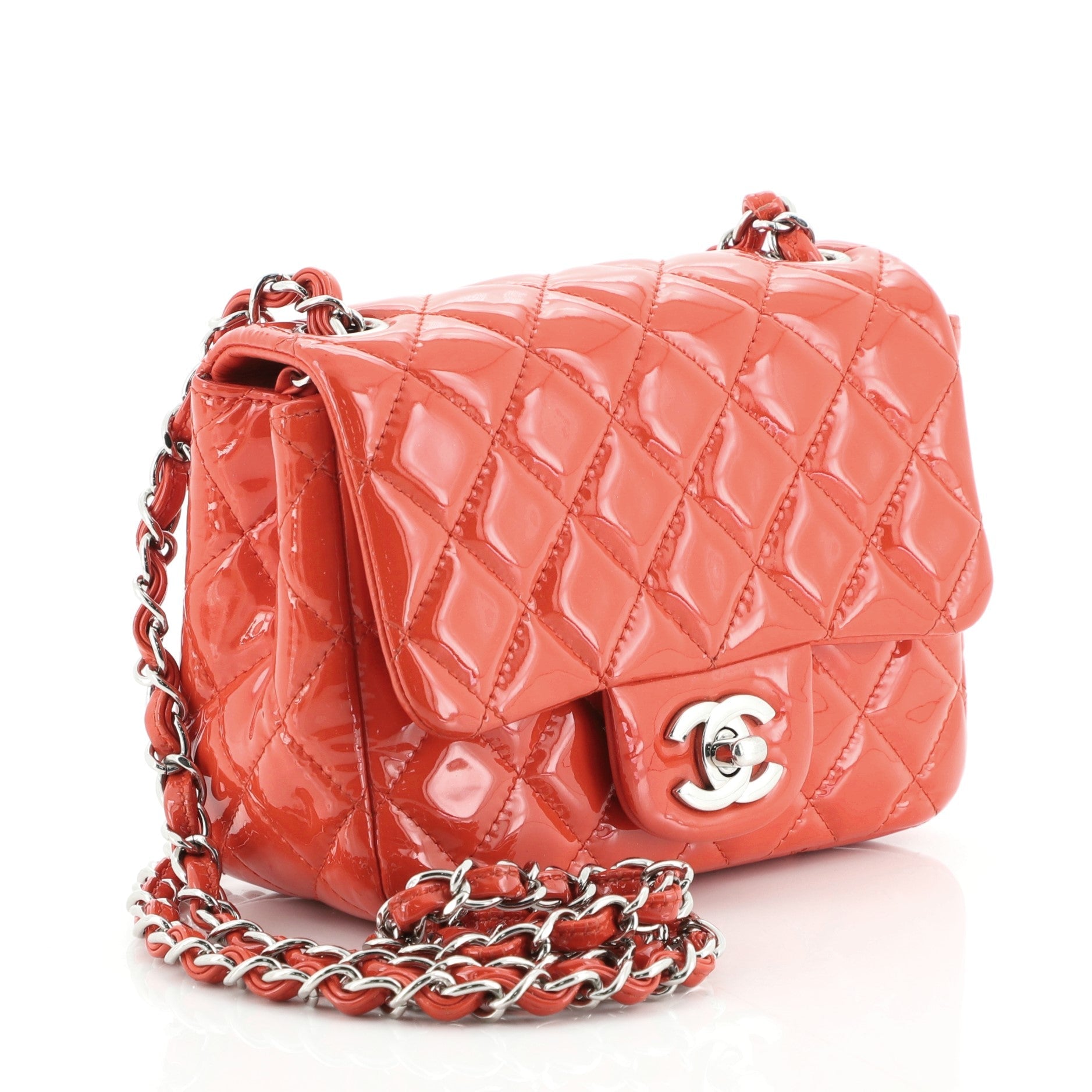 Square Classic Single Flap Bag Quilted Patent Mini