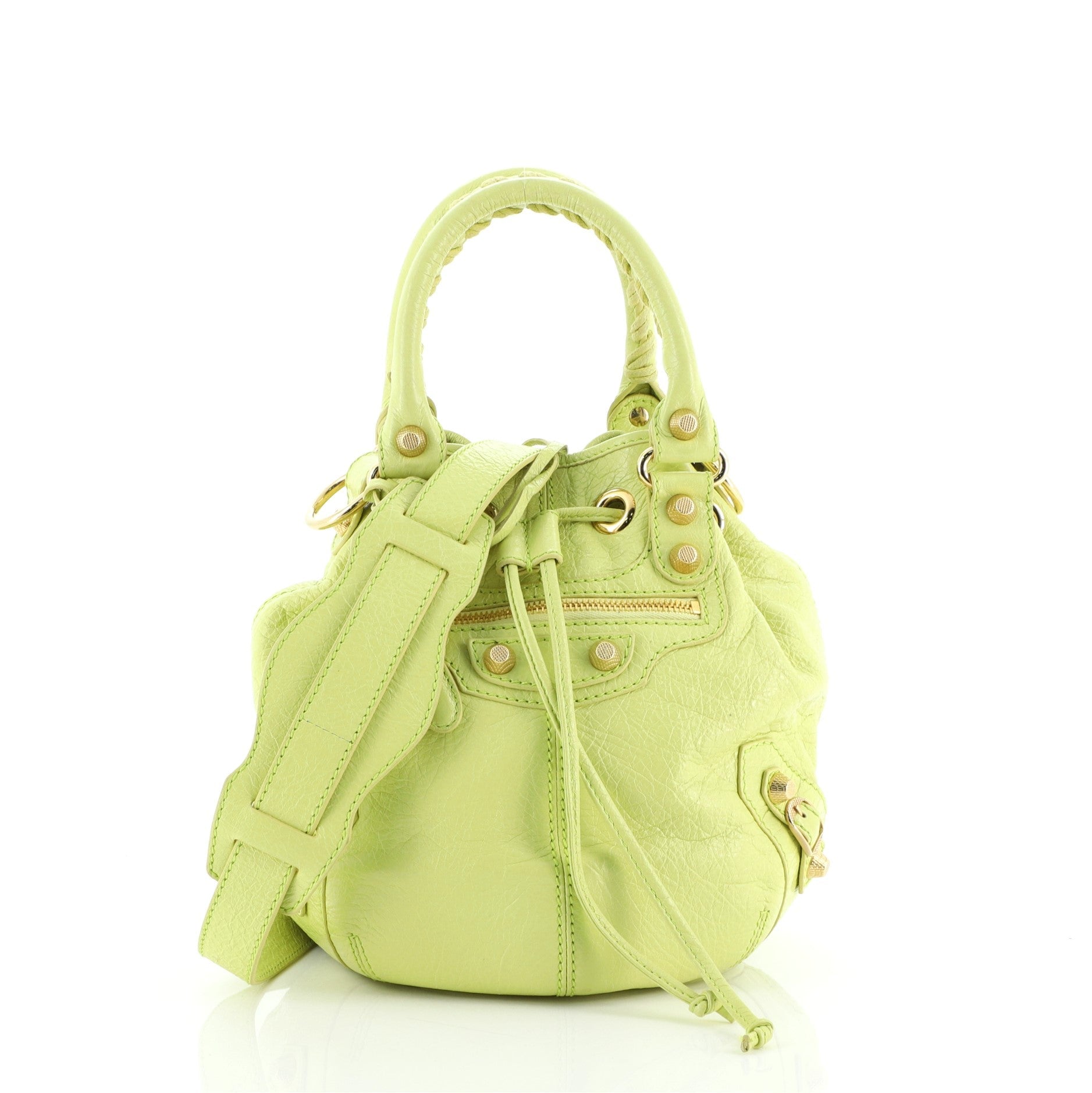 Pom Pon Giant Studs Bag Leather Mini