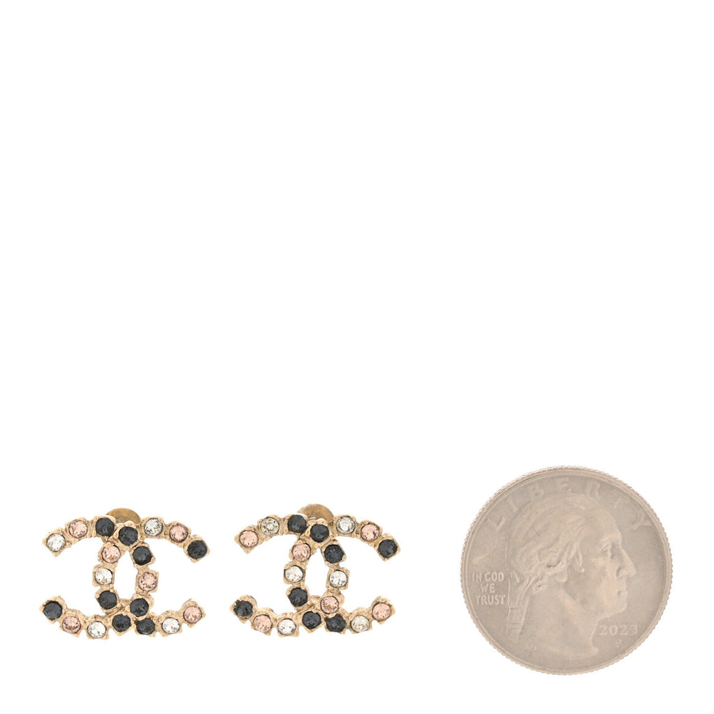 Crystal CC Earrings Blue Pink Gold