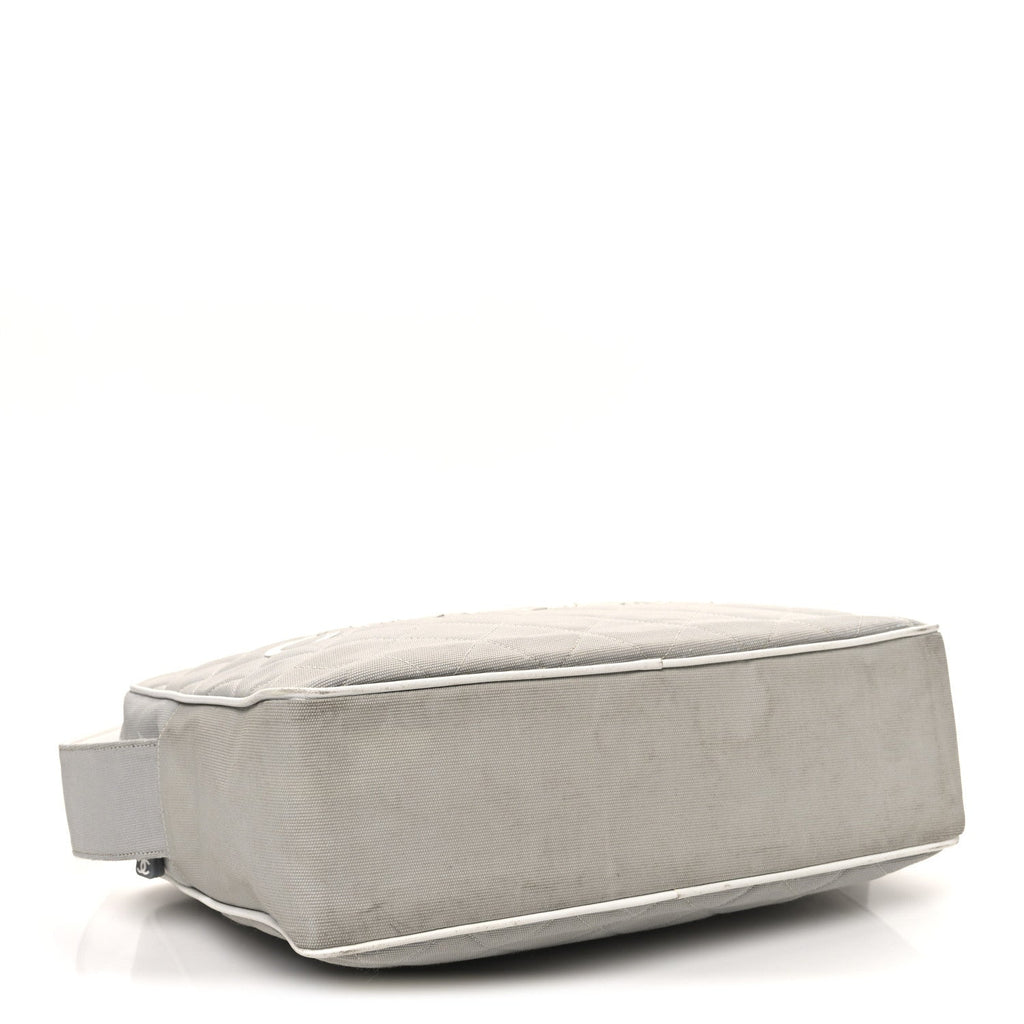 Canvas Quilted Sport Shoulder Bag Grey White