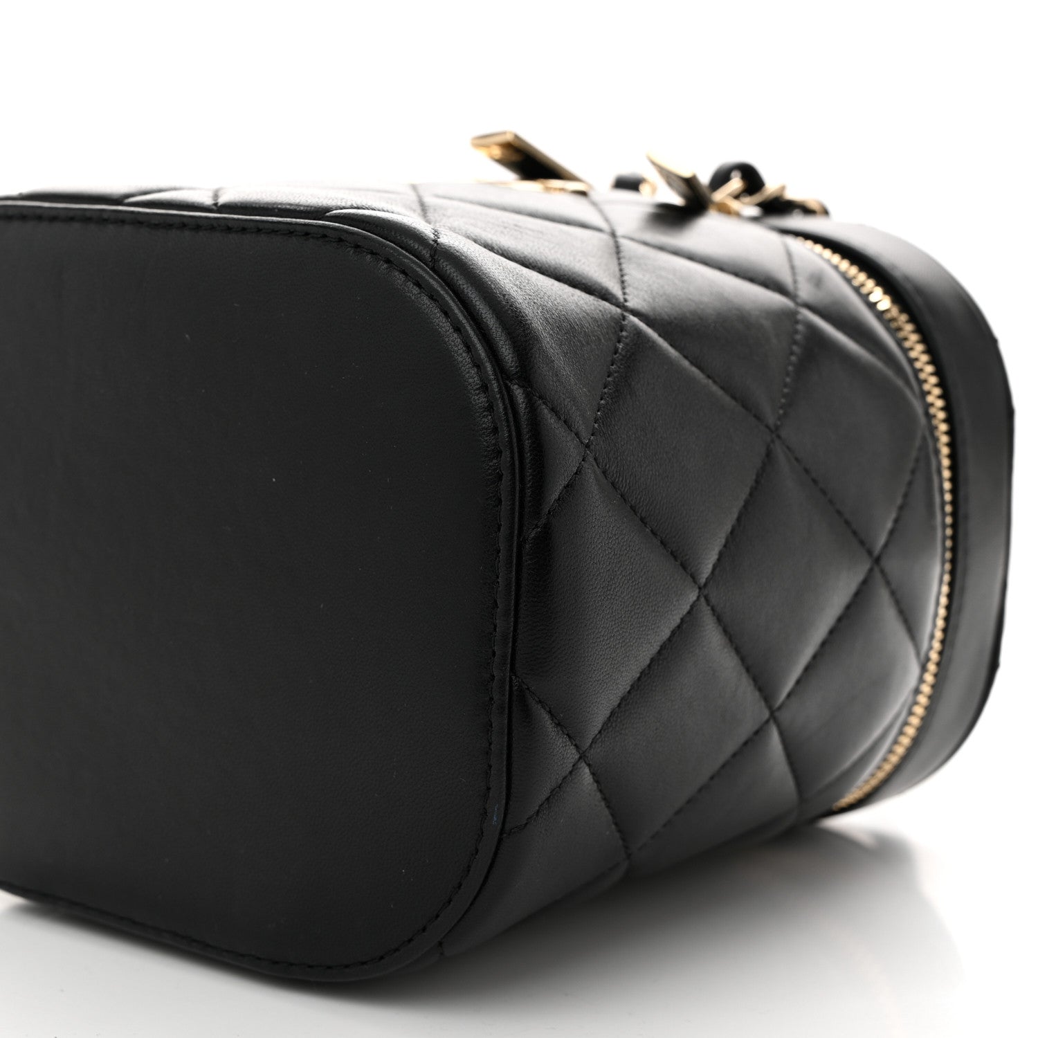 Lambskin Quilted Trendy Vanity Case Black