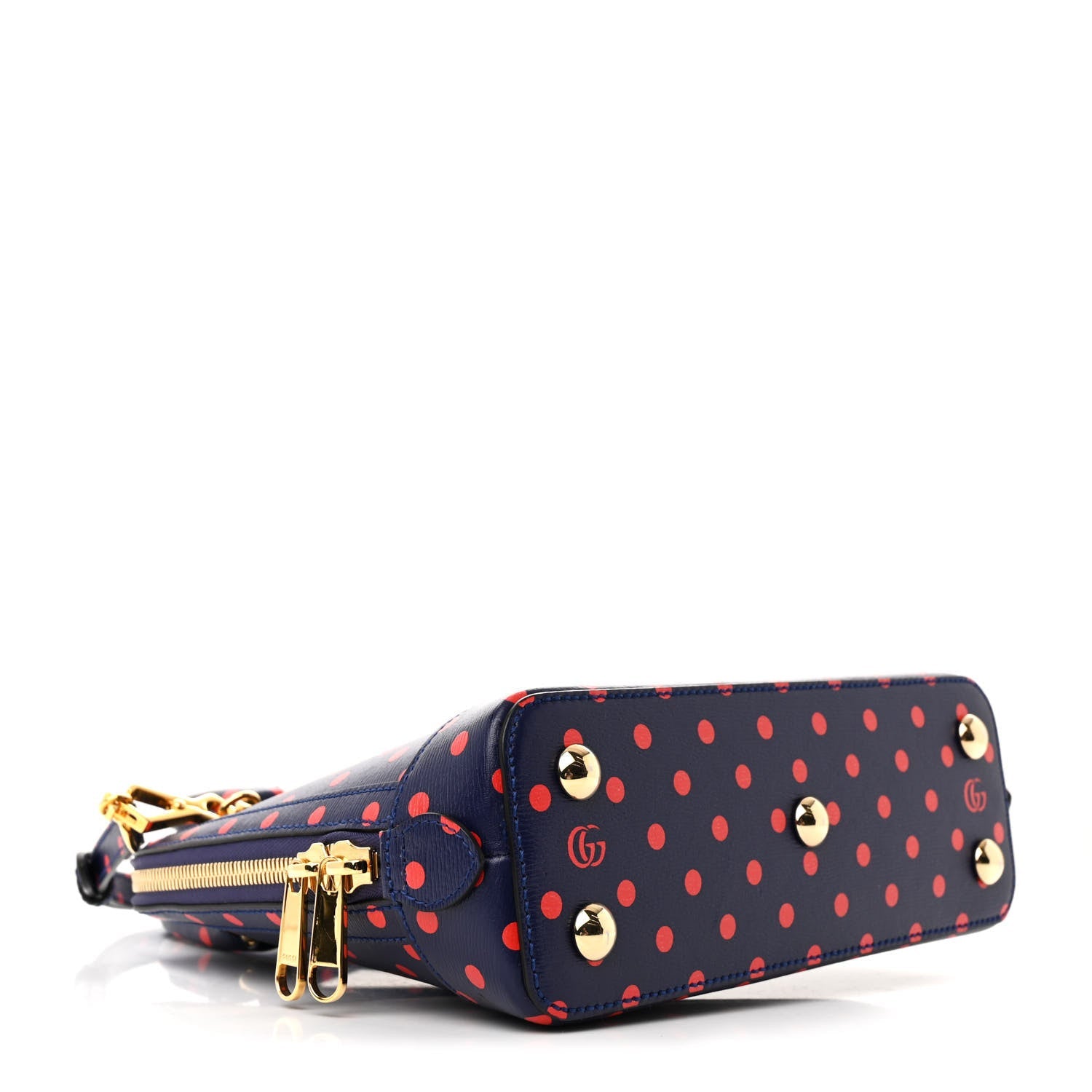Shangai Calfskin Polka Dot Small Horsebit 1955 Top Handle Bag Blue Red
