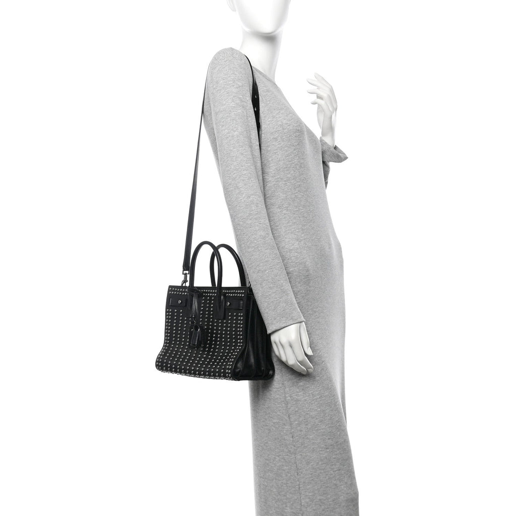 Smooth Calfskin Studded Small Sac De Jour Black