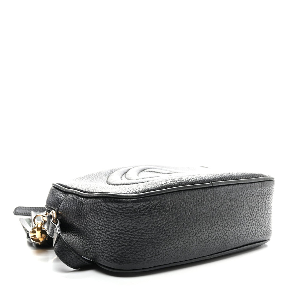Pebbled Calfskin Small Soho Disco Bag Black